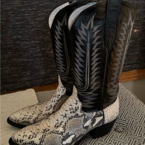 Cowtown Black and White Western Boots